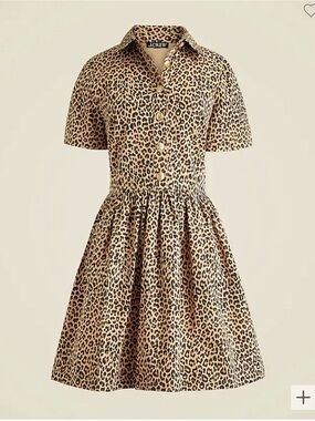 J. Crew Leopard-Print Shirt Dress in Tan and Black NWOT
